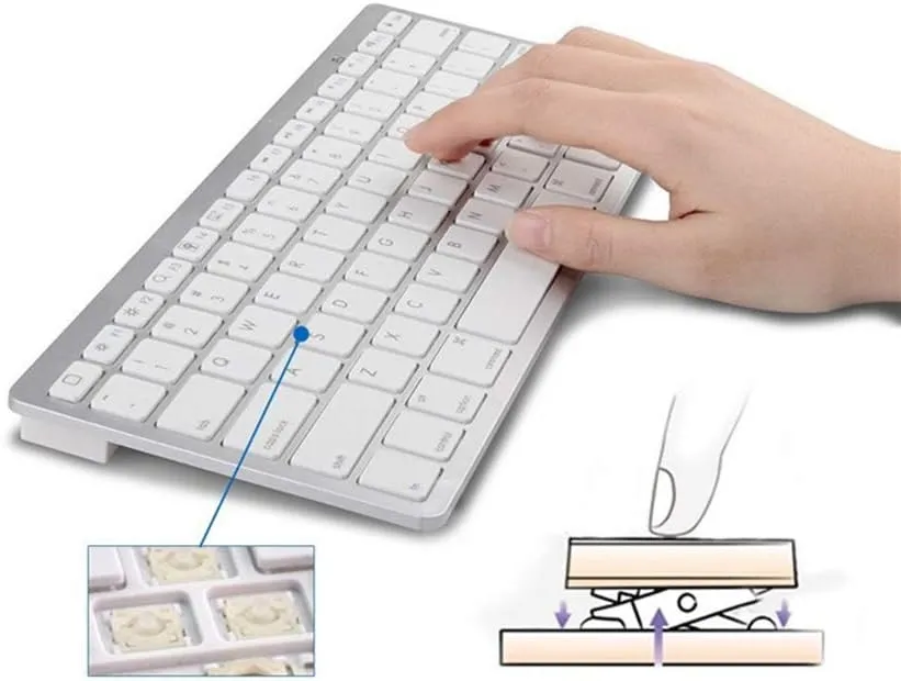 Bluetooth wireless Keyboard for ipad, Arabic/English Language, Mini Small Portable Keyboard for MAC, Surface, ipad pro/mini/Air, Windows, ios/Android Tablet, iPhone, etc.c (01 Arabic language-white)